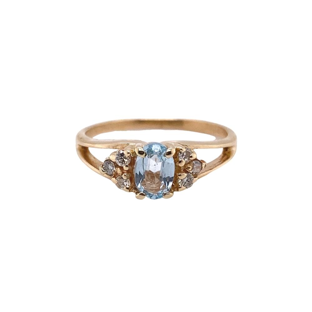 Sky Blue Topaz ring with Diamond Accents, 14kt white gold