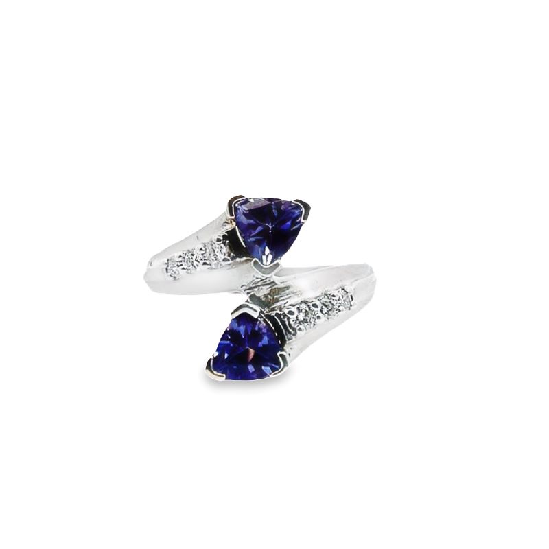 Crossover Tanzanite and Trillion Diamond Ring