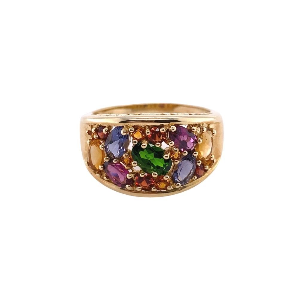 Wide Multi Color Semi Precious Gemstone Ring