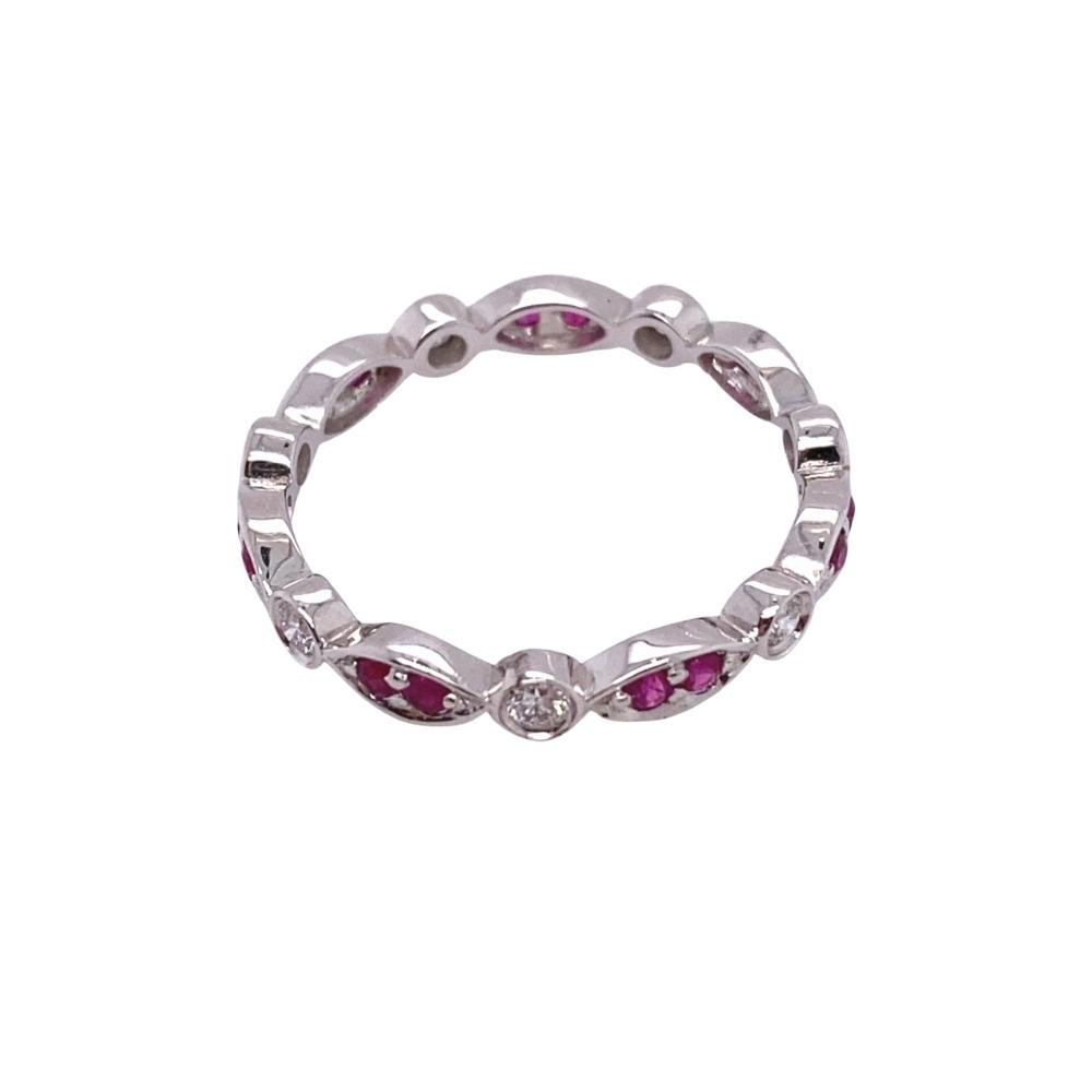 Alternating Marquise and Round Shape Pink Sapphire and Diamond Eternity Band