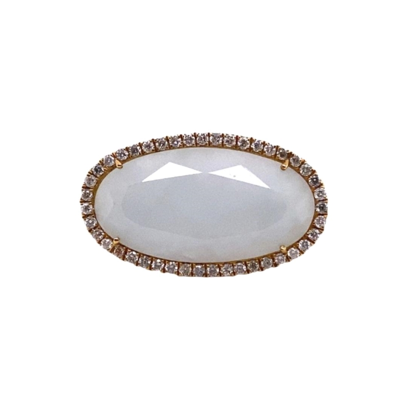 Meira T Designer White Jade and Diamond Fashion Ring
