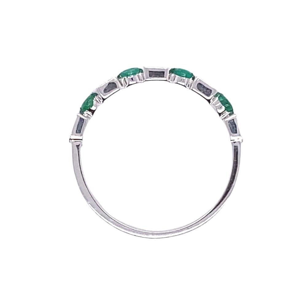 Alternating Emerald and Diamond Stackable Ring - Image 3