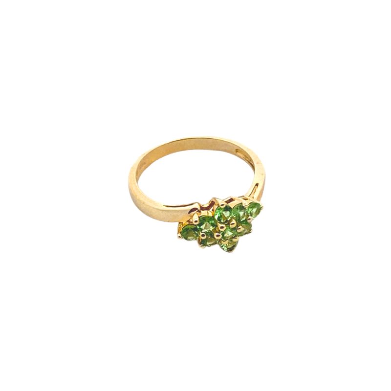 Green Peridot Cluster Ring, 10kt Yellow - Image 2