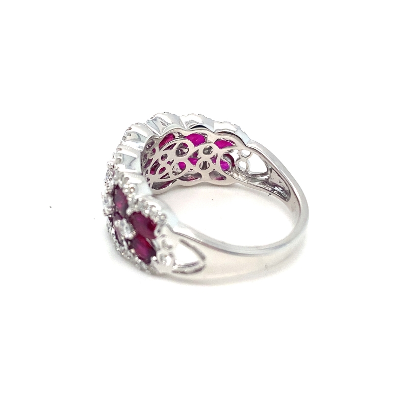Ruby Two-Row Cluster Diamond Ring - Image 2