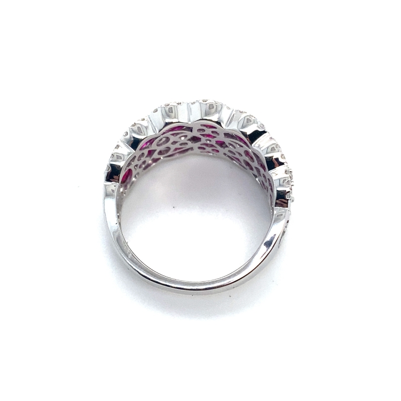 Ruby Two-Row Cluster Diamond Ring - Image 3