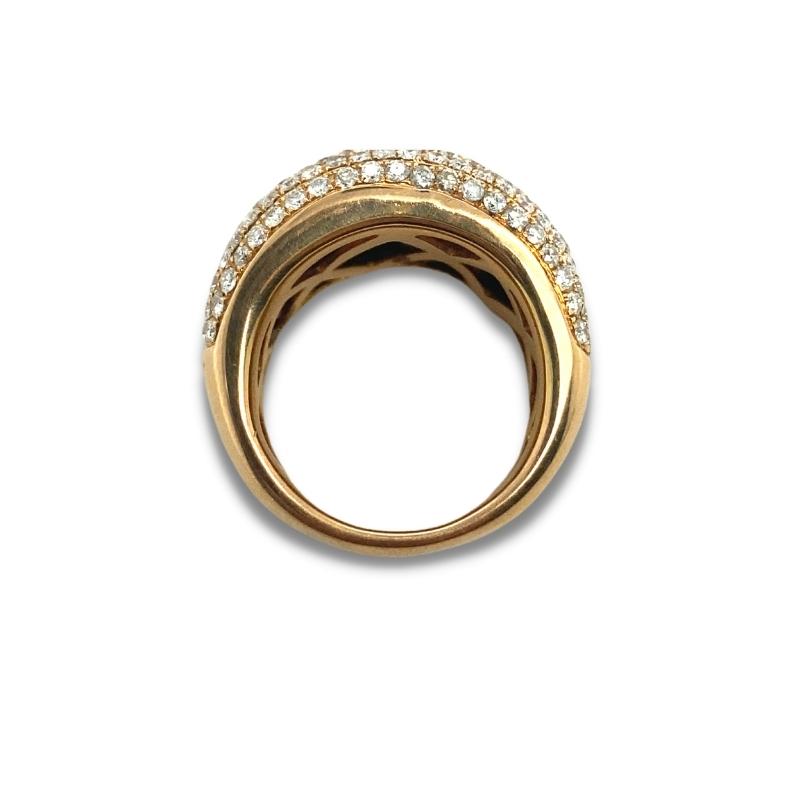 Wide Diamond Double Dome Ring with Tiger Eye, 18kt Rose - Image 3