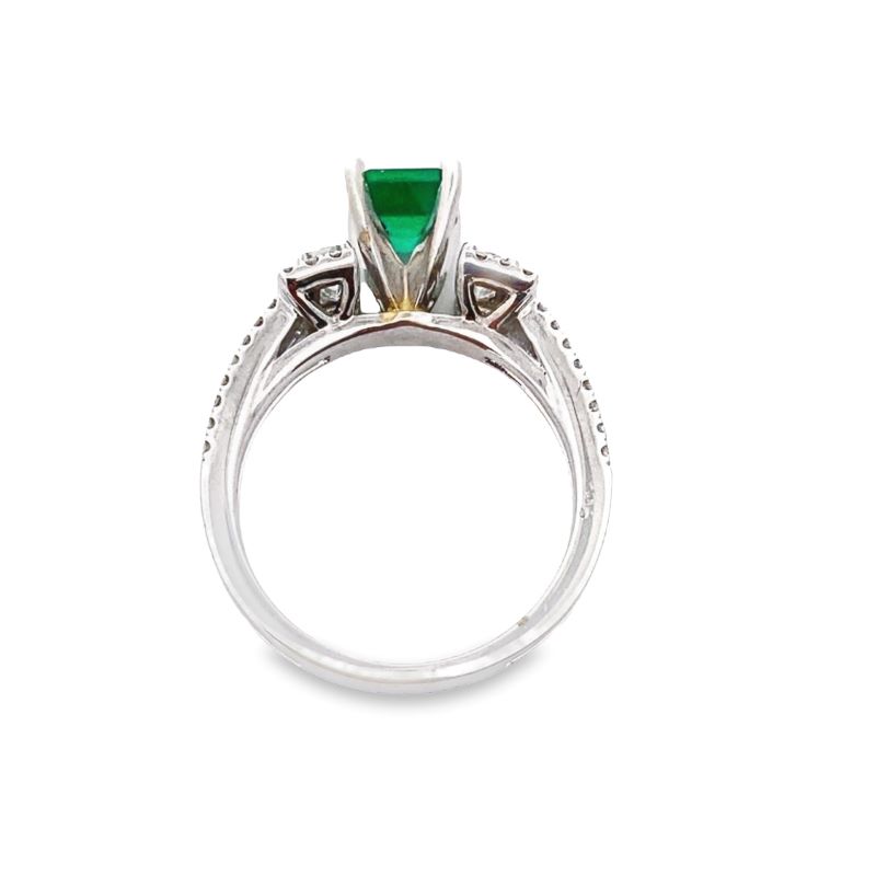 1ct Emerald with Bag and Diamond Band, 18kt White - Image 3