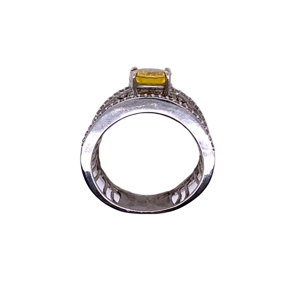 Ladies Wide Diamond Swirl Ring with 1.70ct Oval Yellow Sapphire, 14kt - Image 3