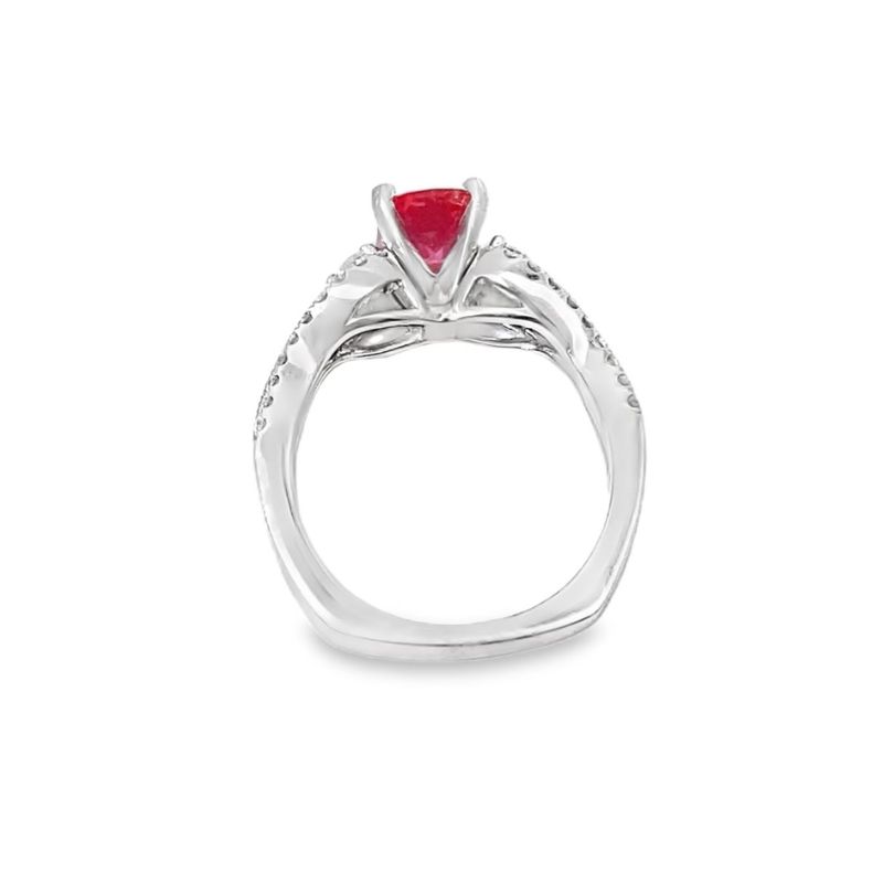 1.25ct Peach Sapphire and Split Shank Diamond Ring, 18kt White - Image 3