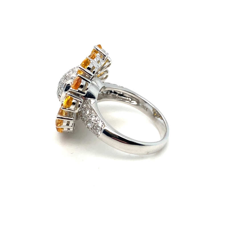 1.00ctw, Diamond Heart with Pear Citrine Floating Stones, 18kt White Gold - Image 2