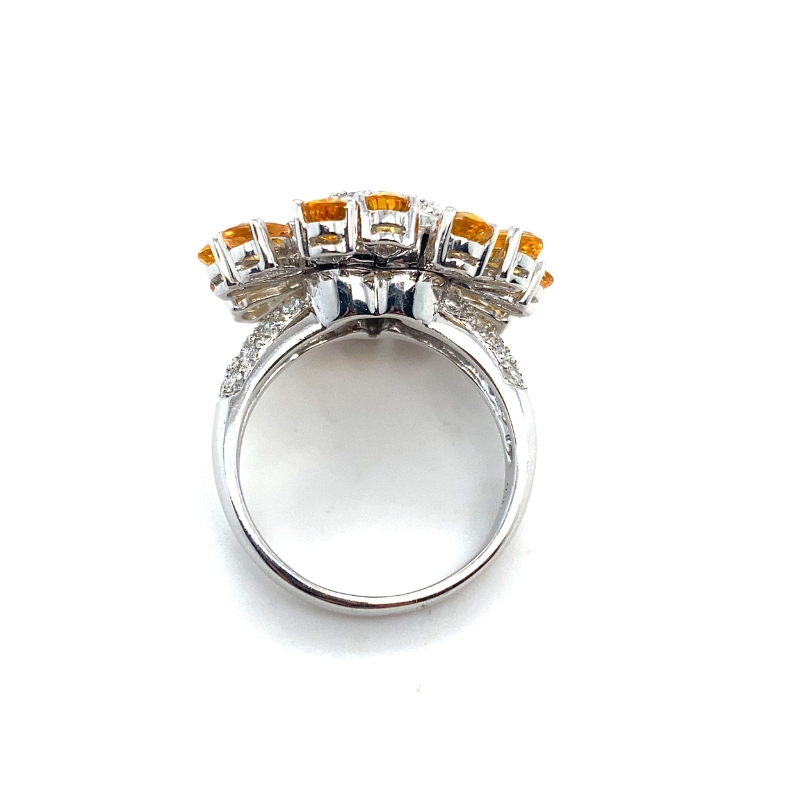 1.00ctw, Diamond Heart with Pear Citrine Floating Stones, 18kt White Gold - Image 3