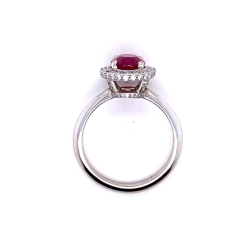 Oval Ruby Diamond Halo Ring - Image 2