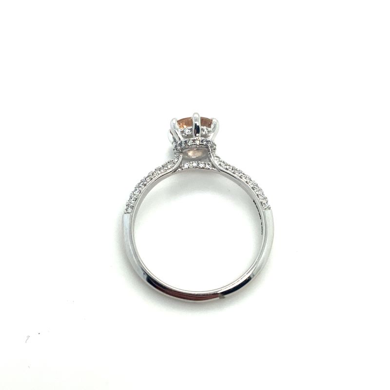 Morganite and Hidden Halo Diamond Ring - Image 3
