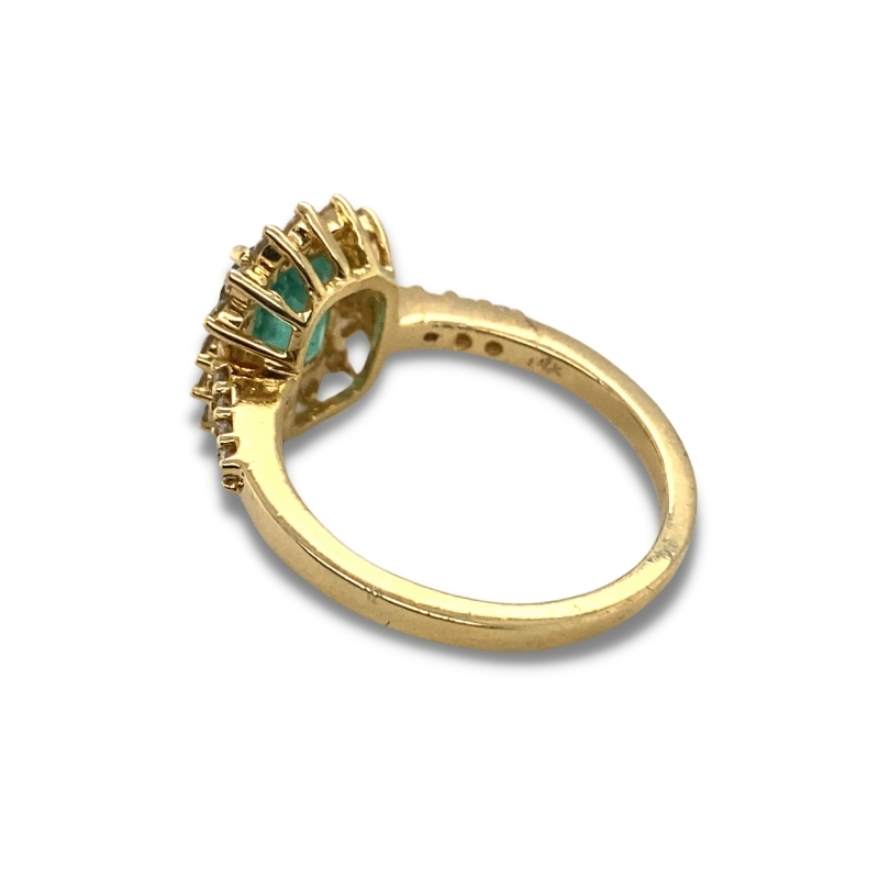 Cushionl Emerald Sunburst Diamond Ring - Image 2