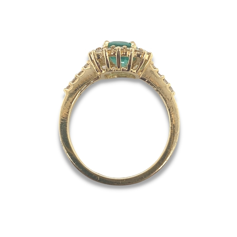 Cushionl Emerald Sunburst Diamond Ring - Image 3