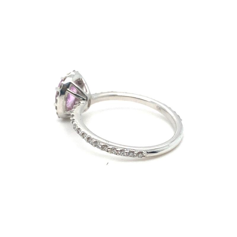 Barry Kronen Oval Pink Center Stone and Diamond Halo Ring - Image 2