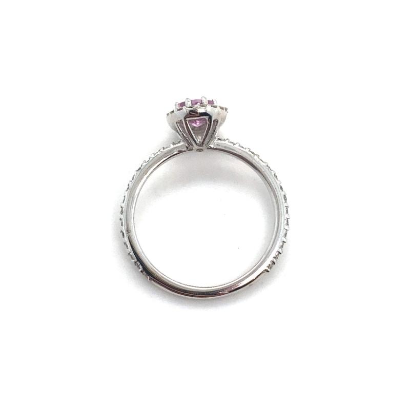 Barry Kronen Oval Pink Center Stone and Diamond Halo Ring - Image 3