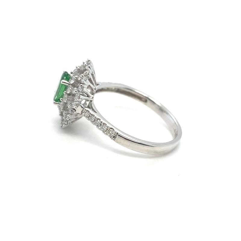 Tsavorite and Diamond Cluster Halo Ring - Image 2