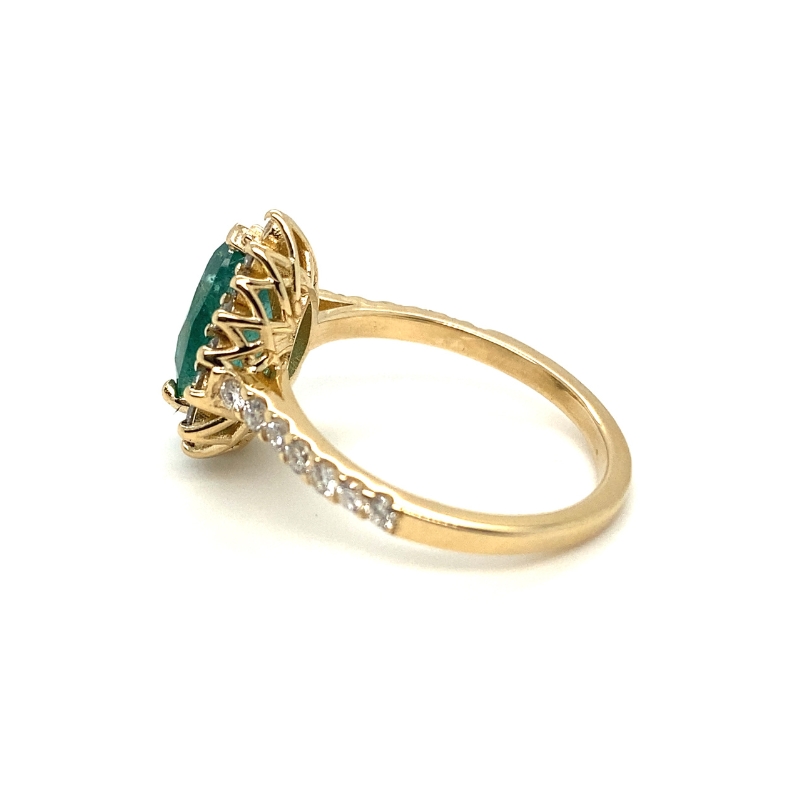 1.75ctw Pear Emerald and Diamond Halo Ring, 14kt Yellow Gold - Image 2
