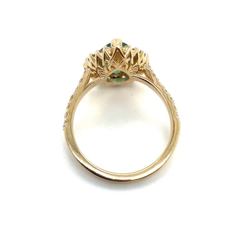 1.75ctw Pear Emerald and Diamond Halo Ring, 14kt Yellow Gold - Image 3