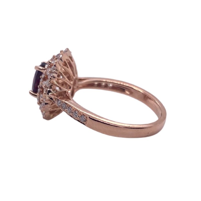 Cocktail Halo 0.75ctw Diamond Halo Ring with 1ct Garnet - Image 2