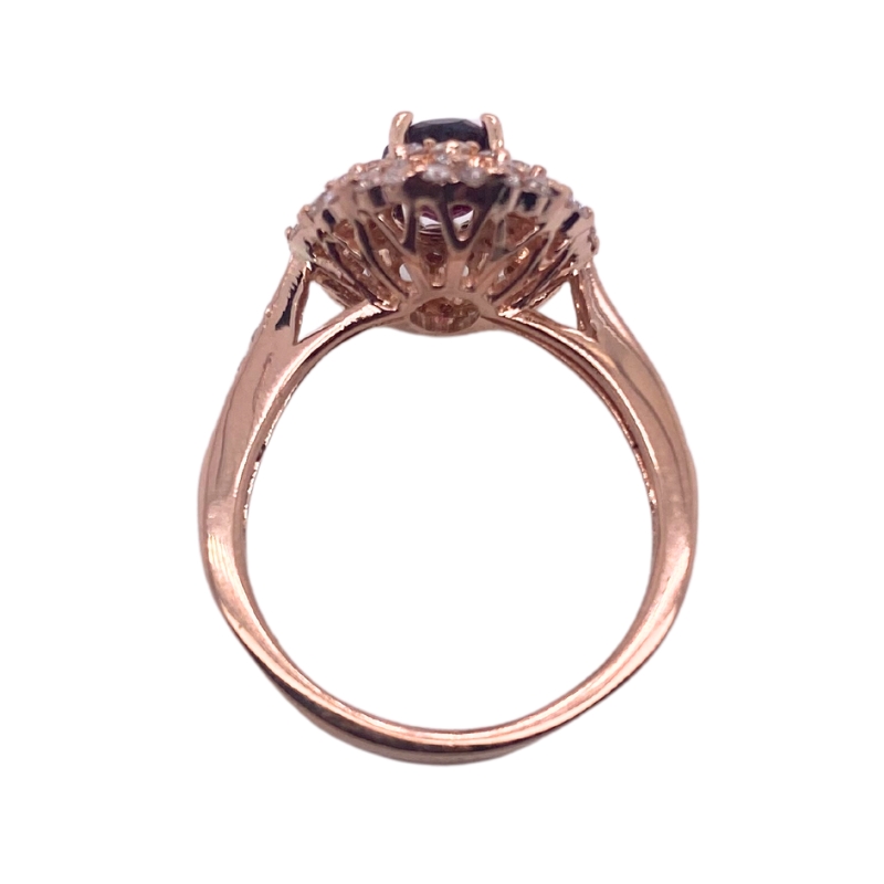 Cocktail Halo 0.75ctw Diamond Halo Ring with 1ct Garnet - Image 3