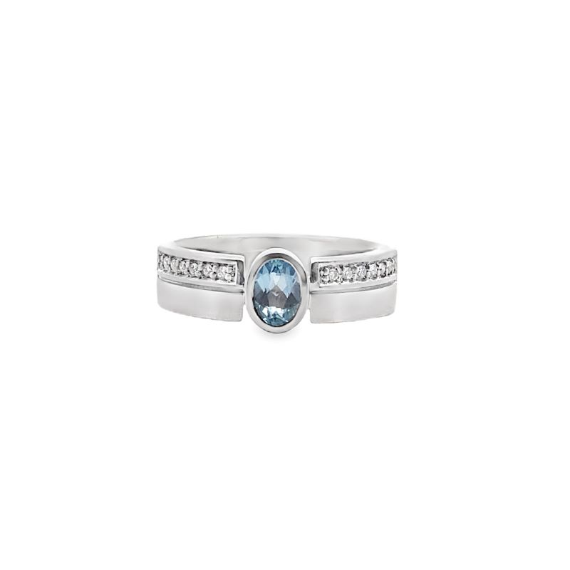 6mm Band with Oval Topaz Diamond Band