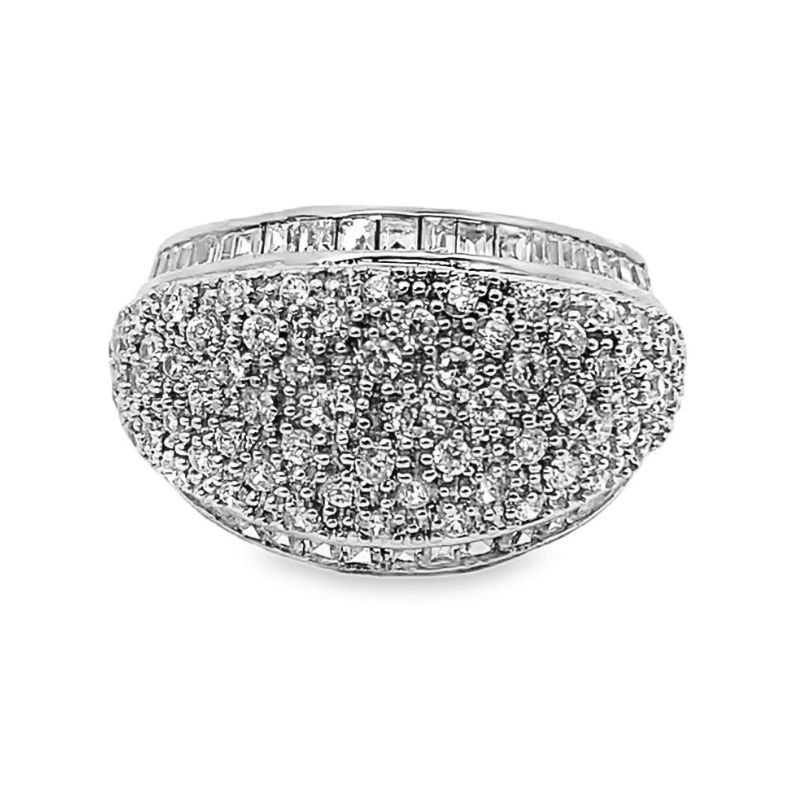 Cubic Zirconia Pave Dome Ring, 14kt