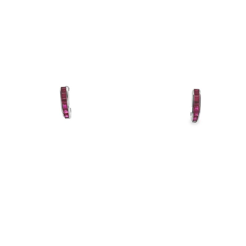 Small Channel Set Ruby Hoop, 14kt
