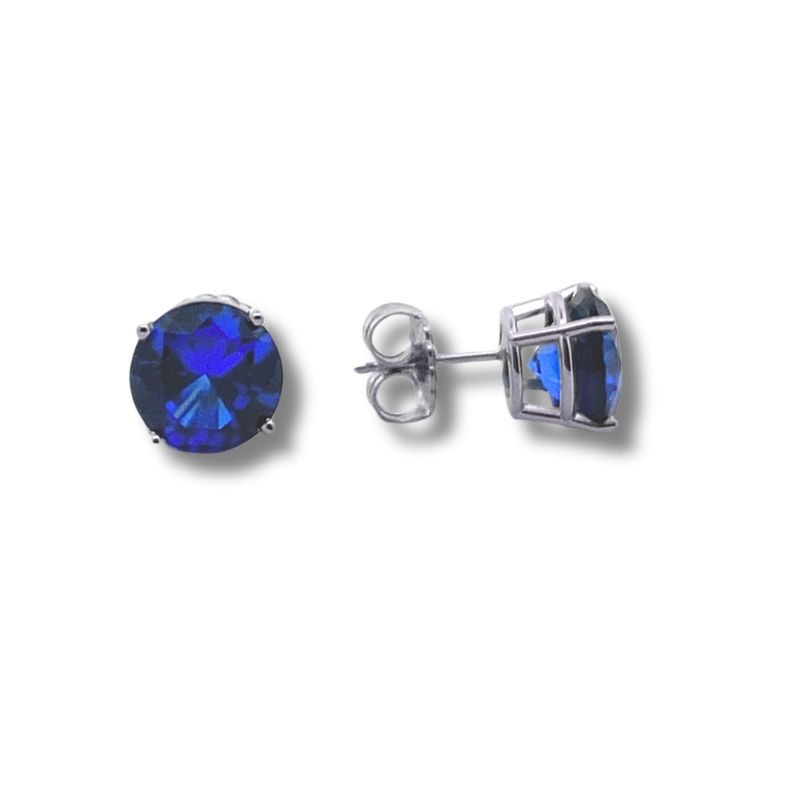9.0mm Lab Grown Blue Sapphire Studs