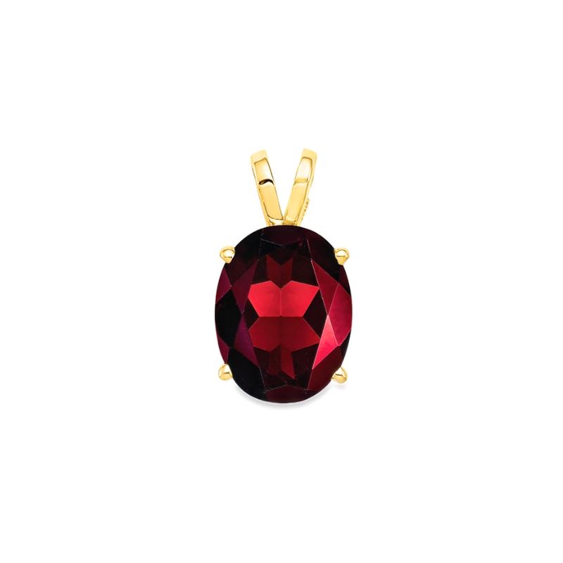 Oval Garnet Solitare Pendant, 14kt Yellow Gold