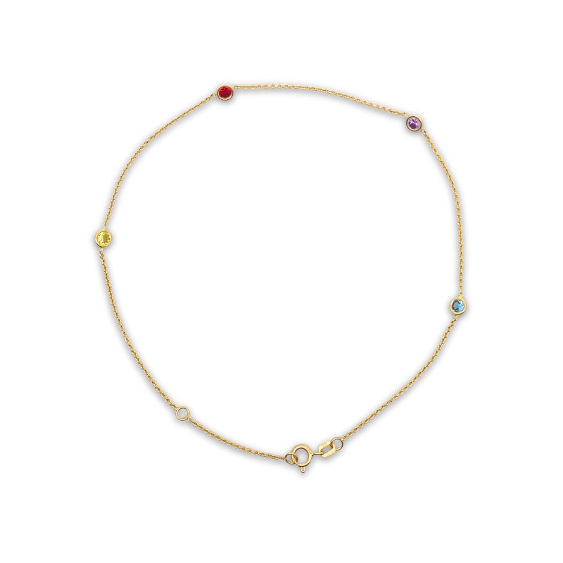 14kt Bezel Set Multi-Color Quartz Anklet, 10"
