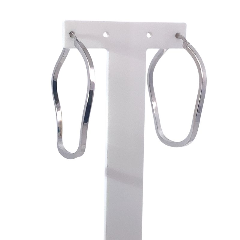Medium-Large Wavy Hoops, 14kt White Gold