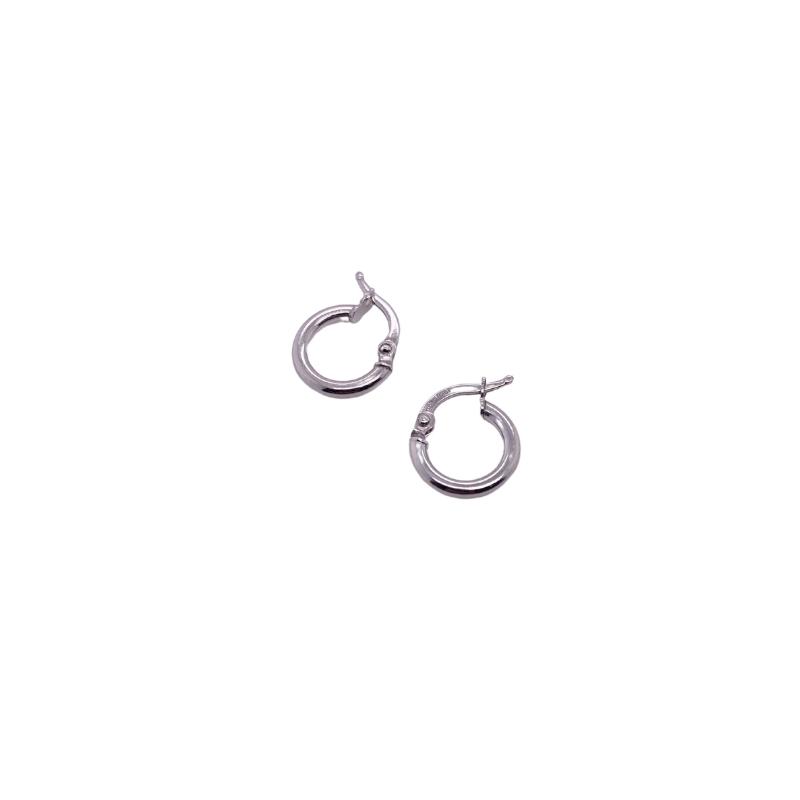 Small Polished Huggies, 14kt White Gold