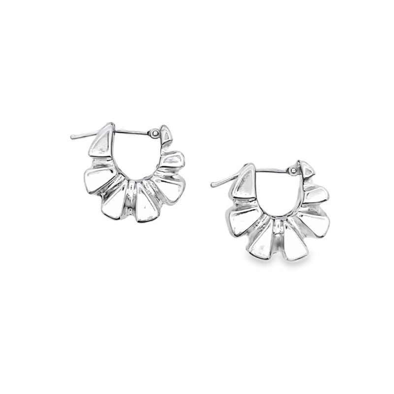 9.5mm Wide Geometic Modern Hoop Earrings