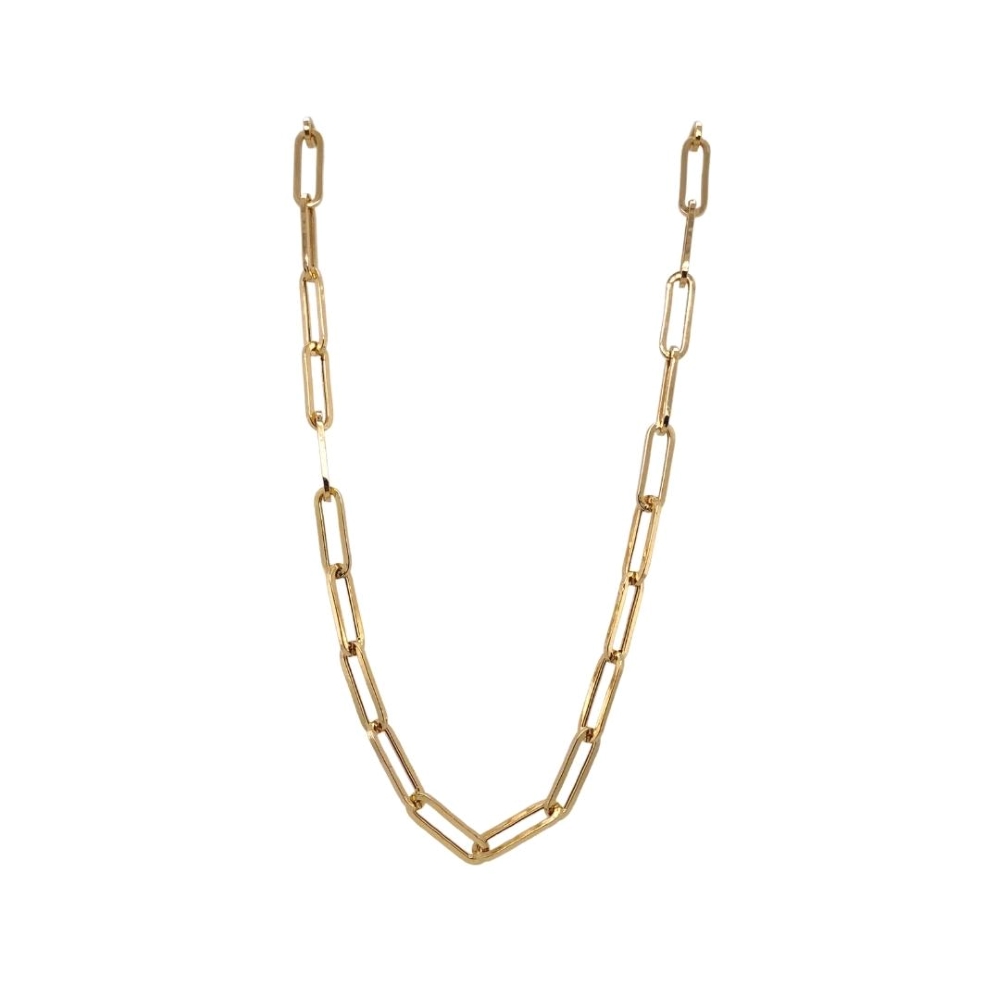 12x4mm Paper Clip Necklace, 14kt Yellow