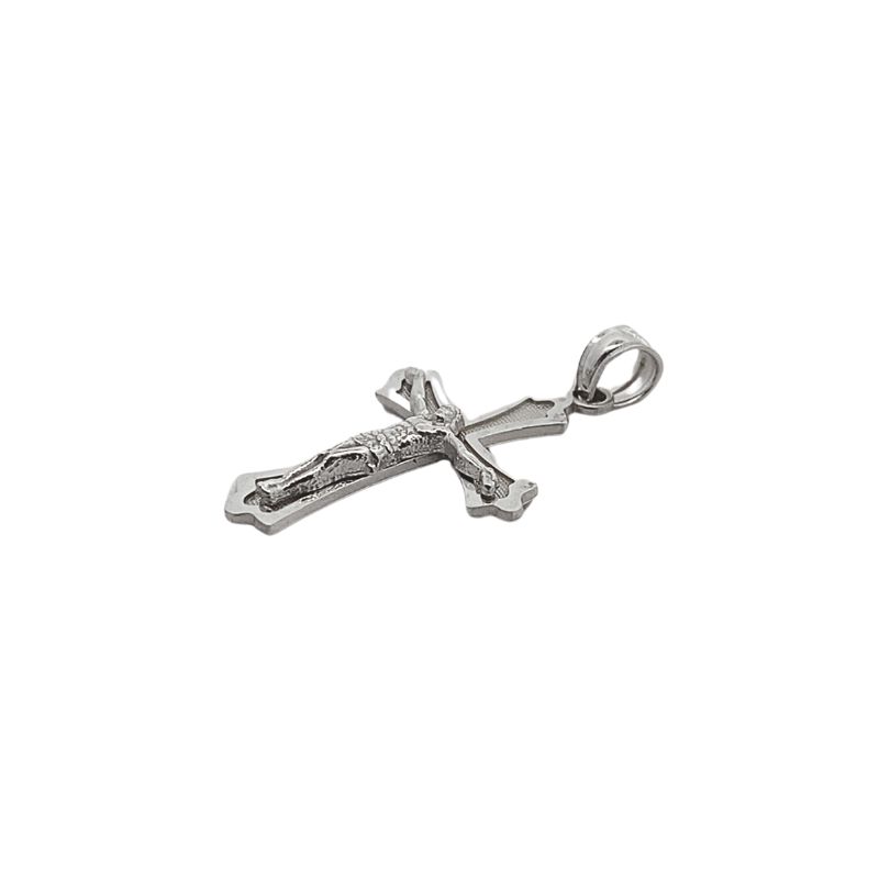 Small Crucifix Pendant, 14kt White Gold - Image 2