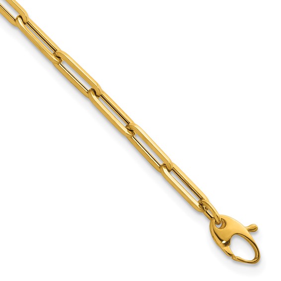 Flat 4mm Paperclip Bracelet, 14kt Yellow