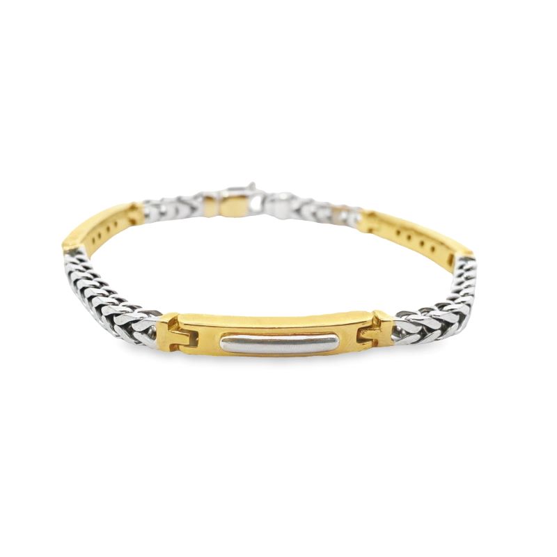 2-Tone Itallian Gold Men's Foxtail Bracelet - Image 2