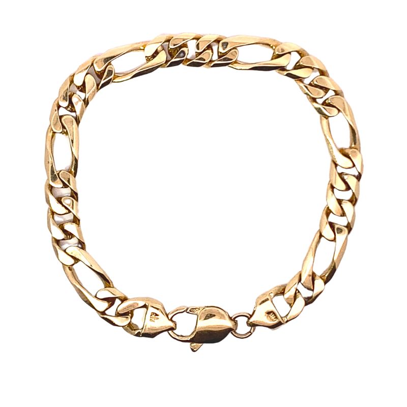 7.5mm Wide Handmade Figaro Bracelet, 14kt - Image 2