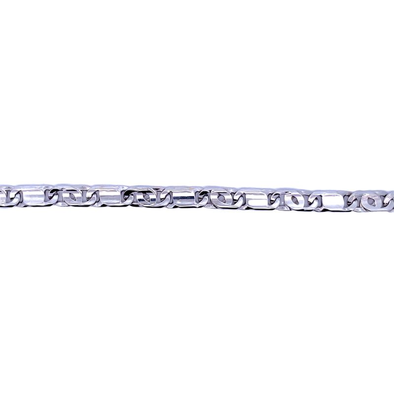 14kt White Gold Oversized Figaro Men's Bracelet - Image 2