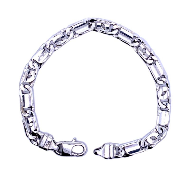 14kt White Gold Oversized Figaro Men's Bracelet