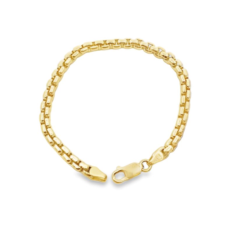 5.0mm Rounded Box 14kt Yellow Bracelet