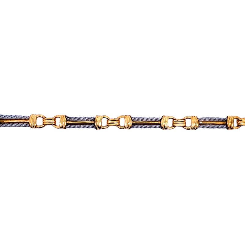 Phillip Chariol 18kt Gold & Steel Fancy Link Men's Bracelet - Image 2