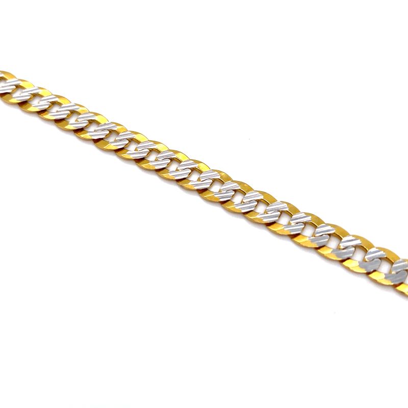Two Toned Curb Bracelet, 14kt Yellow Gold