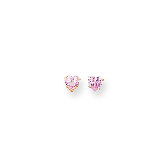 Pink Heart CZ Earrings