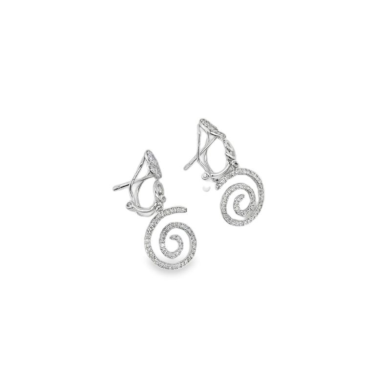 0.75ctw Diamond Swirl Drop Earrings, 14kt - Image 2