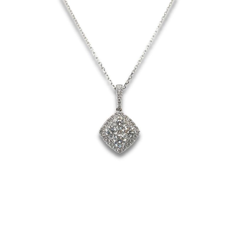 Diamond Cluster Center Diamond Shaped Pendant
