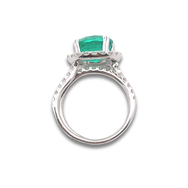 4.07ct Round Lab Grown Green Emerald Diamond Halo/Wrap Ring, 18kt White Gold - Image 3