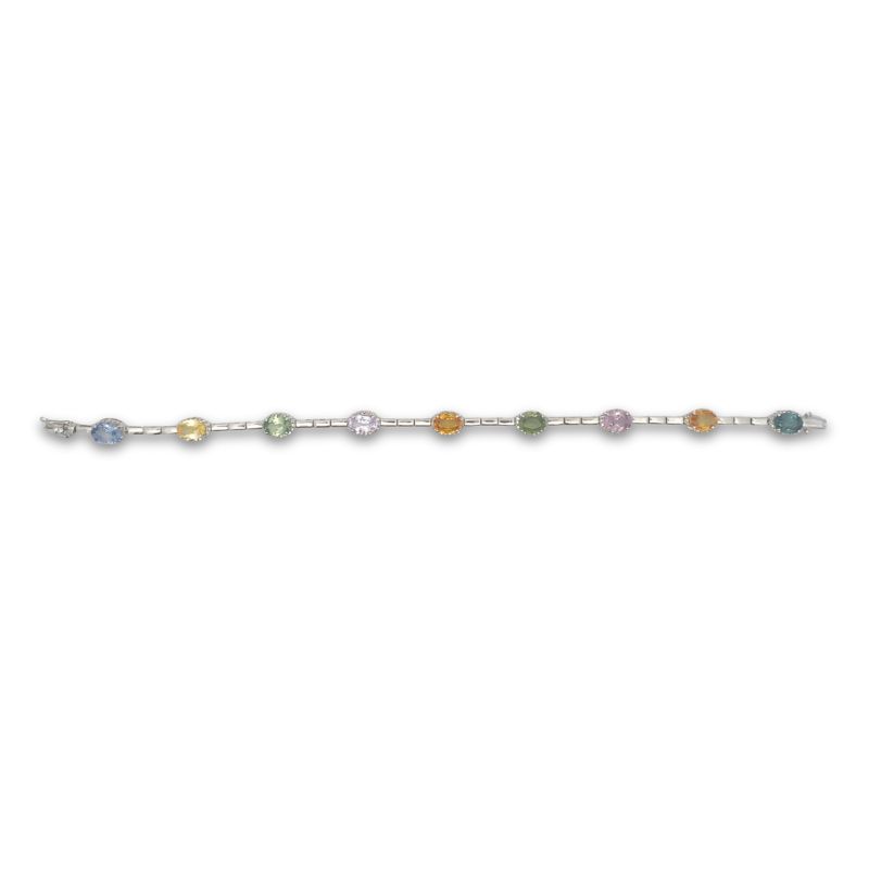 8.50ctw Oval Multi-Color Sapphire and Diamond Bracelet - Image 2